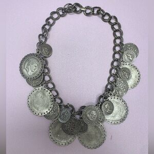 Silver Coin Medallion Necklace